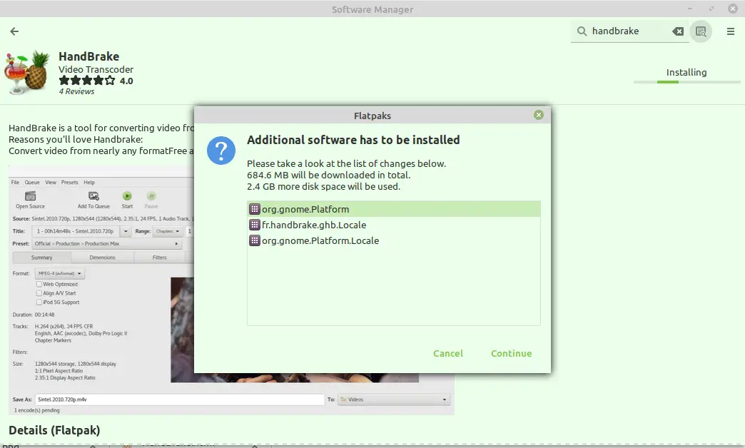 Handbrake flatpak