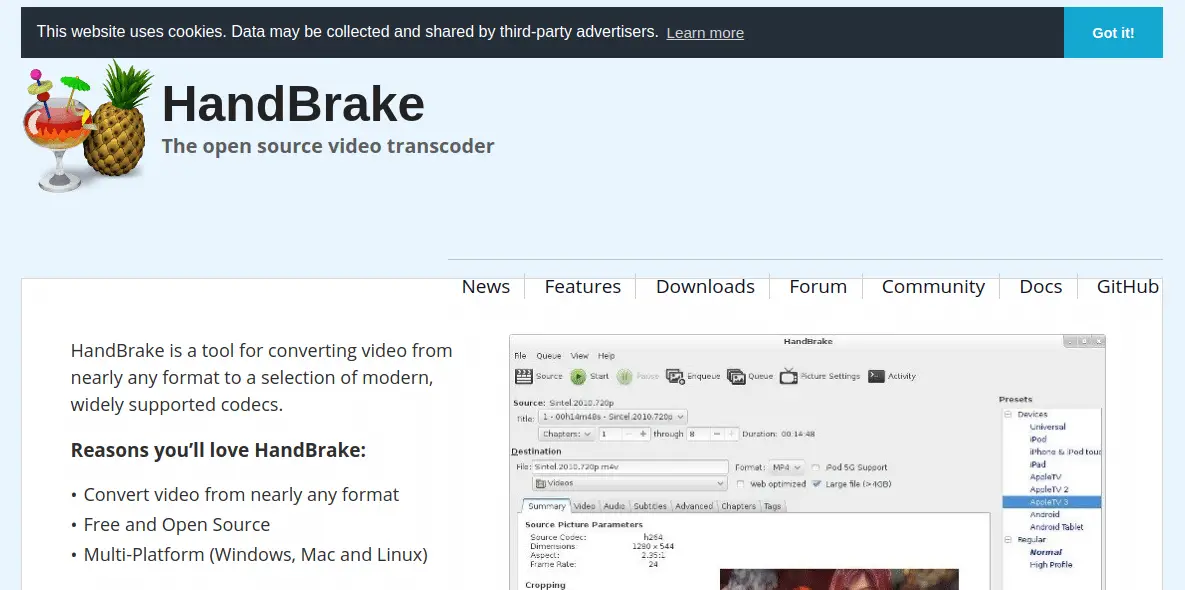 Handbrake website