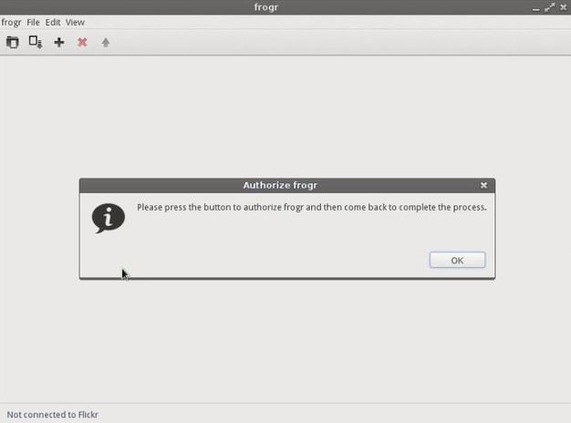 Authorize Frogr to use Flickr account