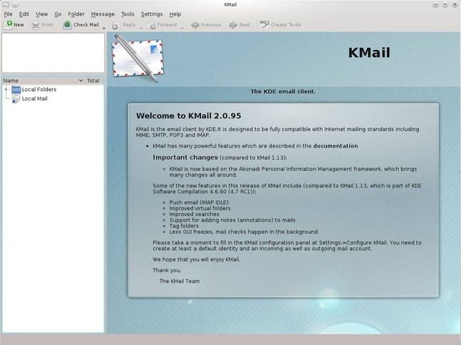 KMail email client for linux