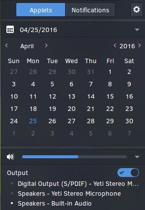 budgie calendar applet