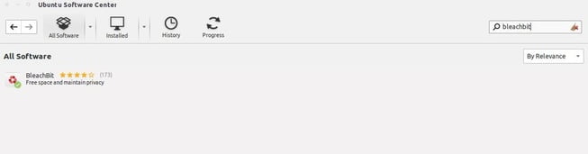 install bleachbit in linux from software center manager