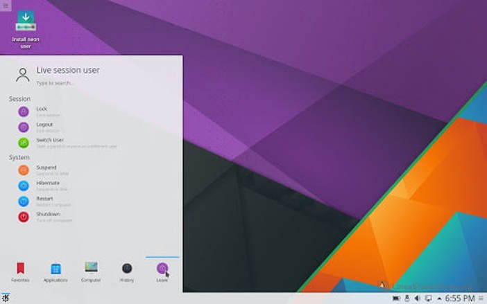 kde neon start menu