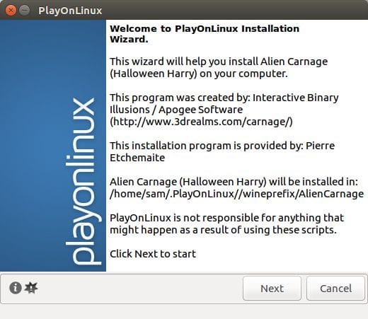 playonlinux game installation wizard