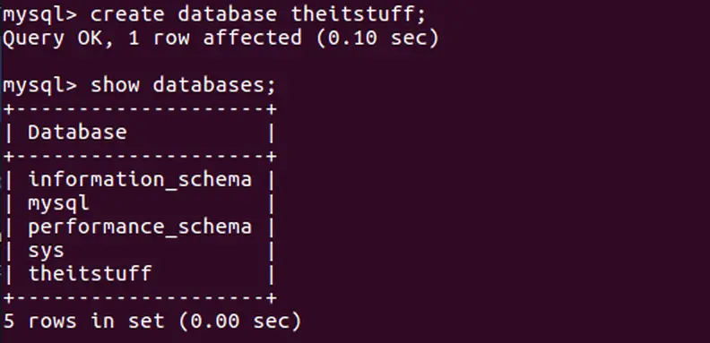 create database mysql linux cli