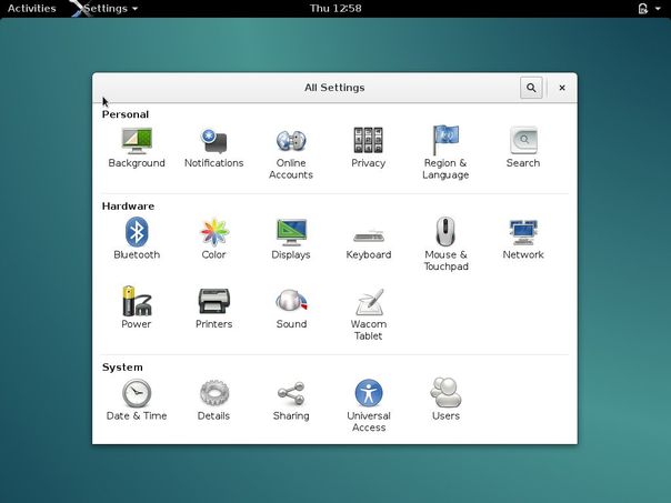 debian linux settings manager