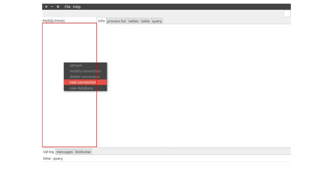 emma database management tool new connection