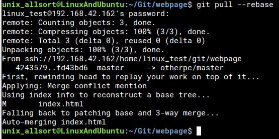 git pull successful merge