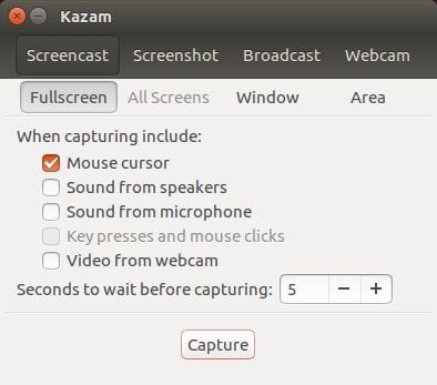 kazam screen recorder