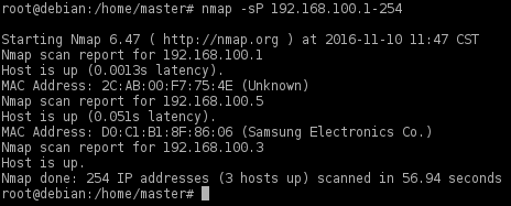 make nmap scan to lan