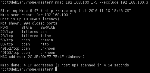 nmap excluding hosts