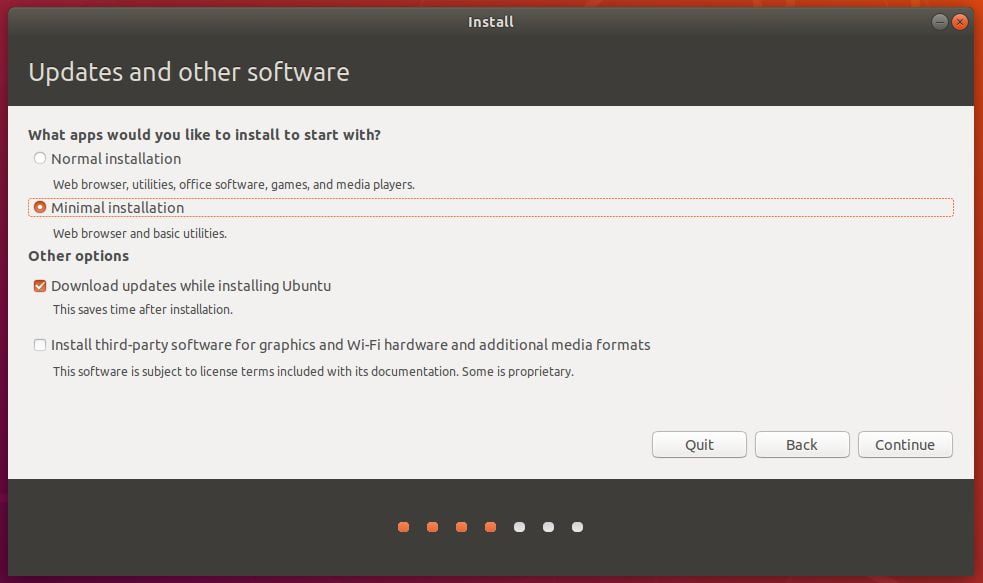 ubuntu 18.04 minimal installation