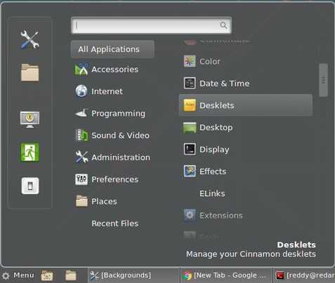 linux mint start menu