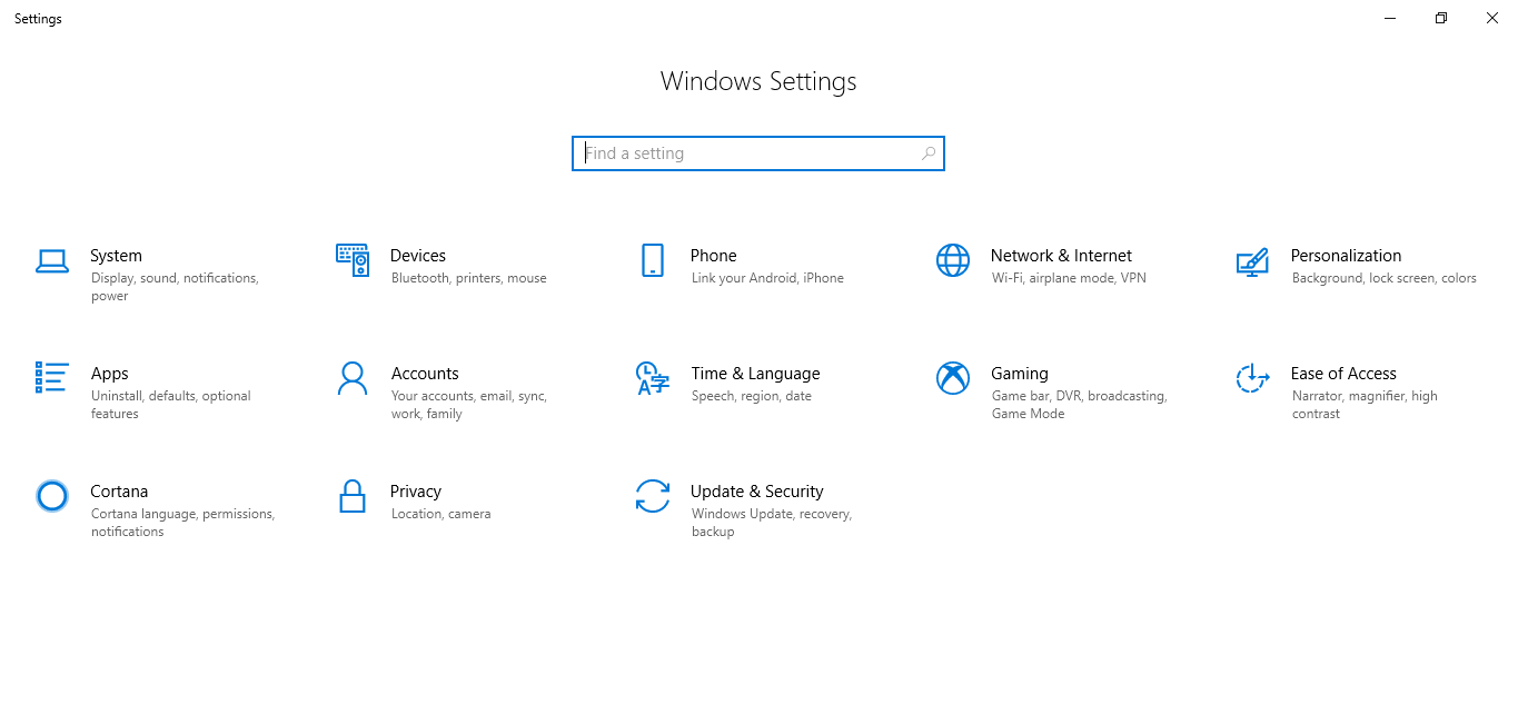 windows system settings