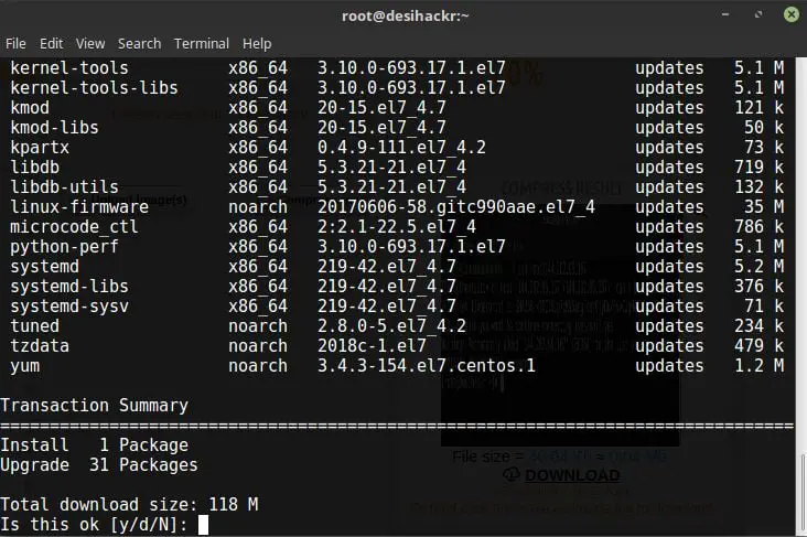 update centos vps server