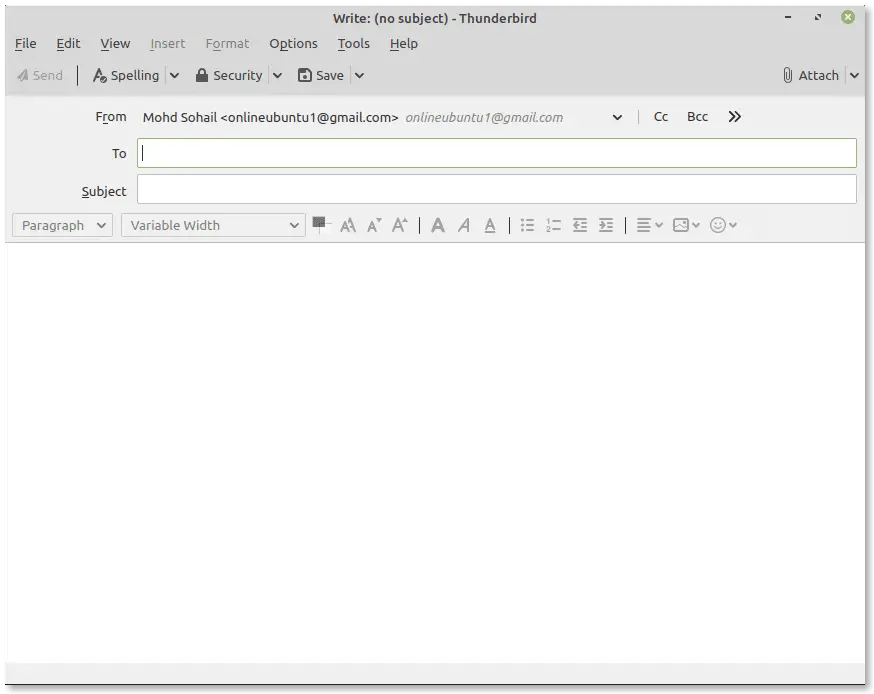 Thunderbird compose email