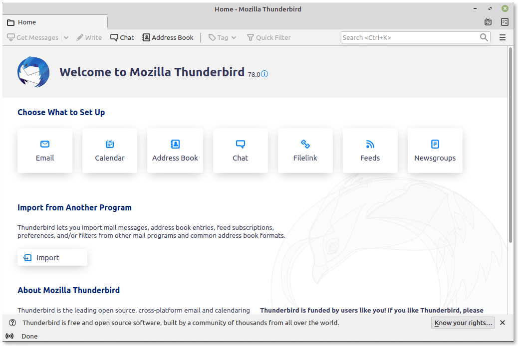 Thunderbird dashboard