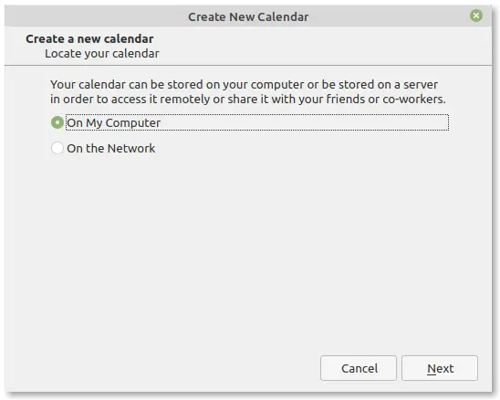 Thunderbird create new calendar