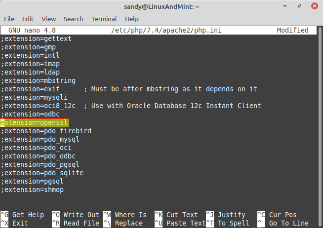 enable php openssl extension in ubuntu