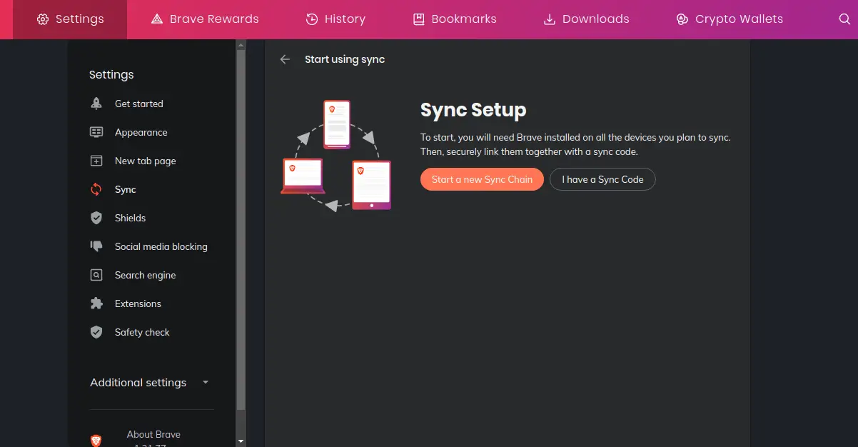 Brave Sync Setup