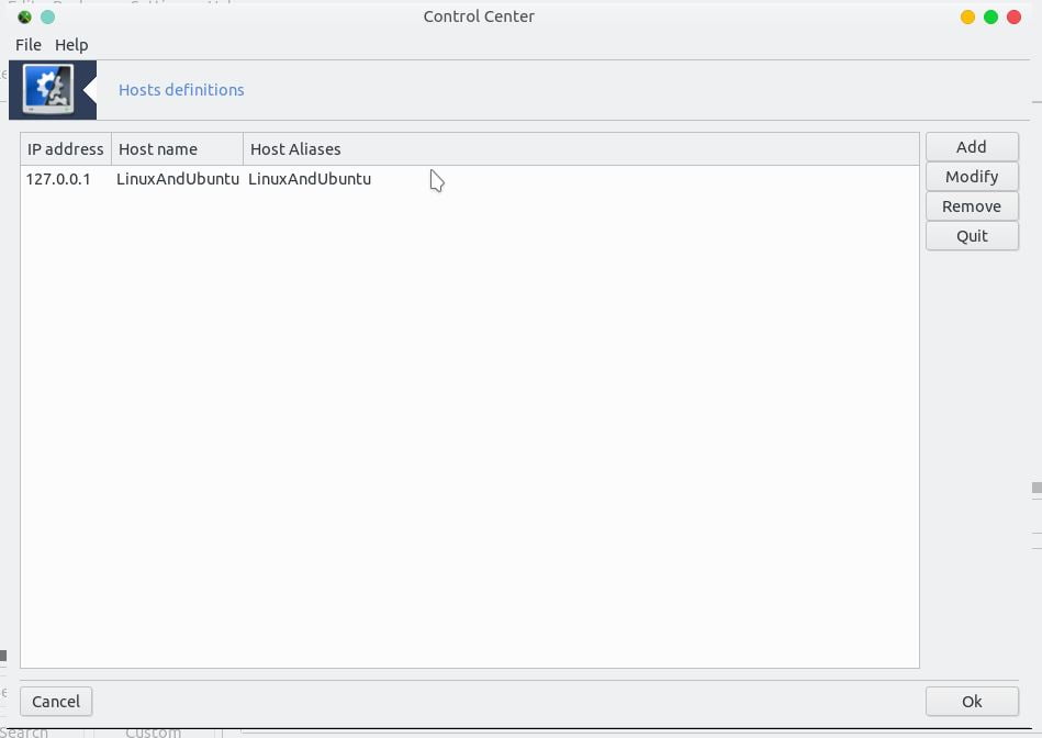 pclinuxos host definitions control center